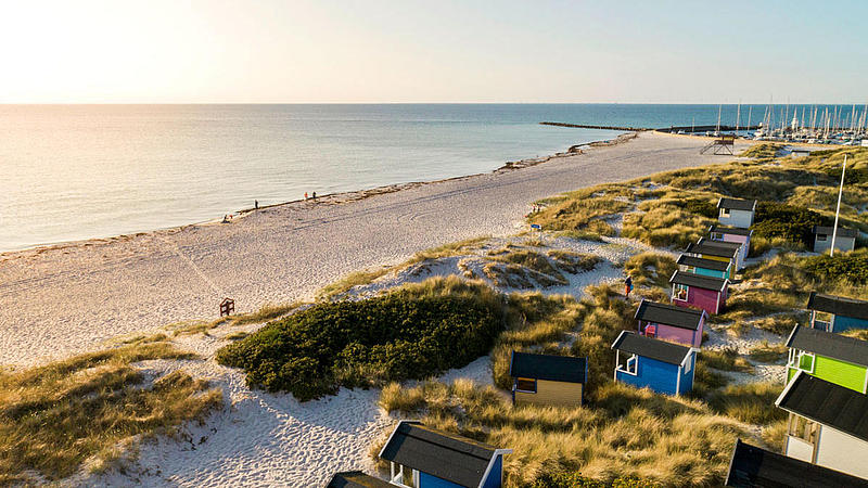 Aerial view of the beach in Ystad