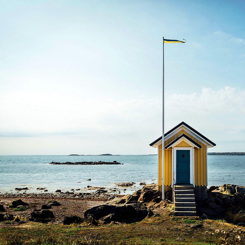 Hütte an der schwedischen Küste