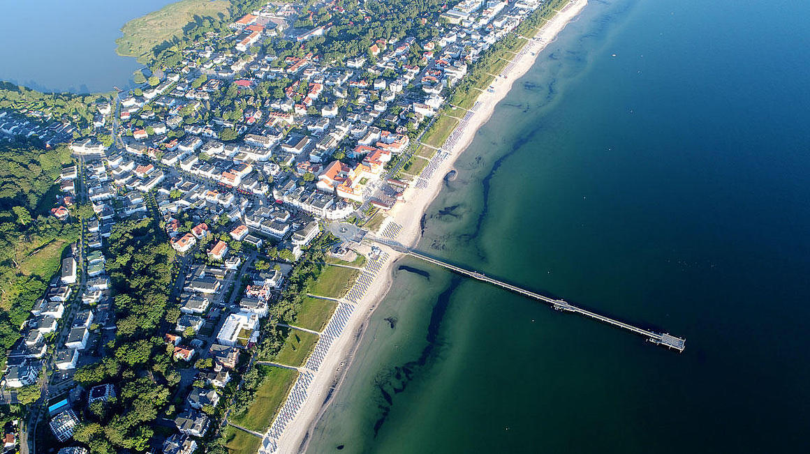 Binz and the Baltic Sea from above. 