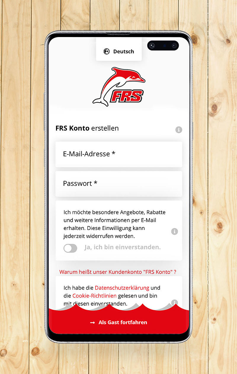 Screenshot of the travel app FRS Travel: welcome page.